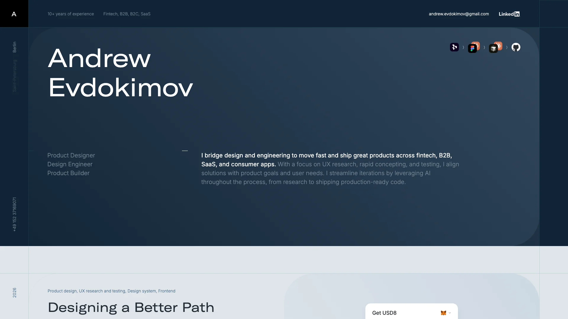 Portfolio website of Andrew Evdokimov