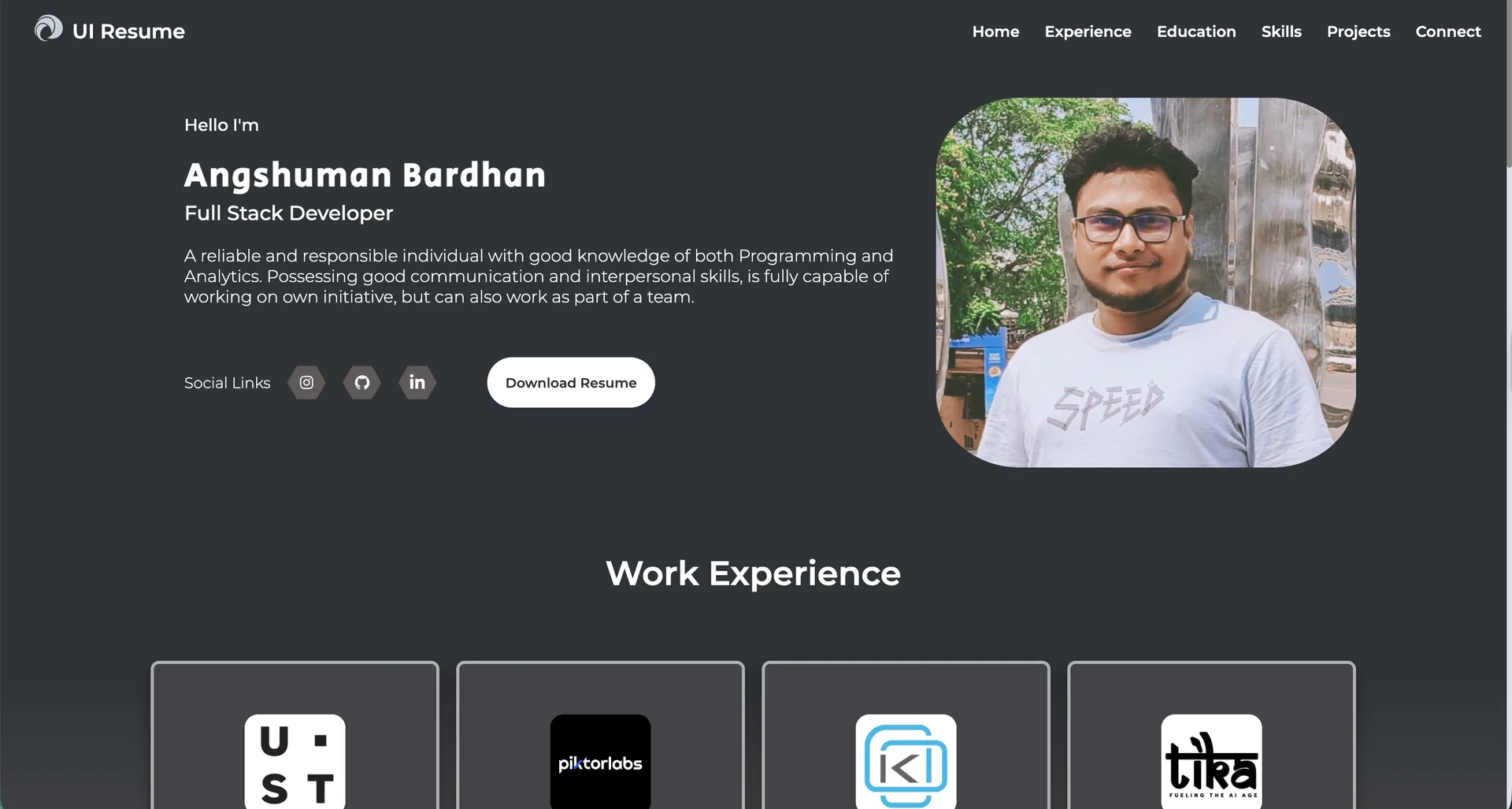 Portfolio website of Angshuman Bardhan