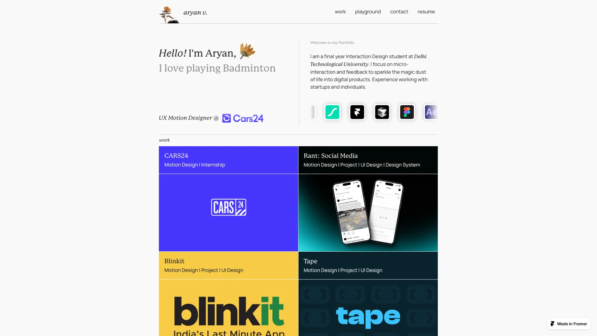 Portfolio website of Aryan Verma