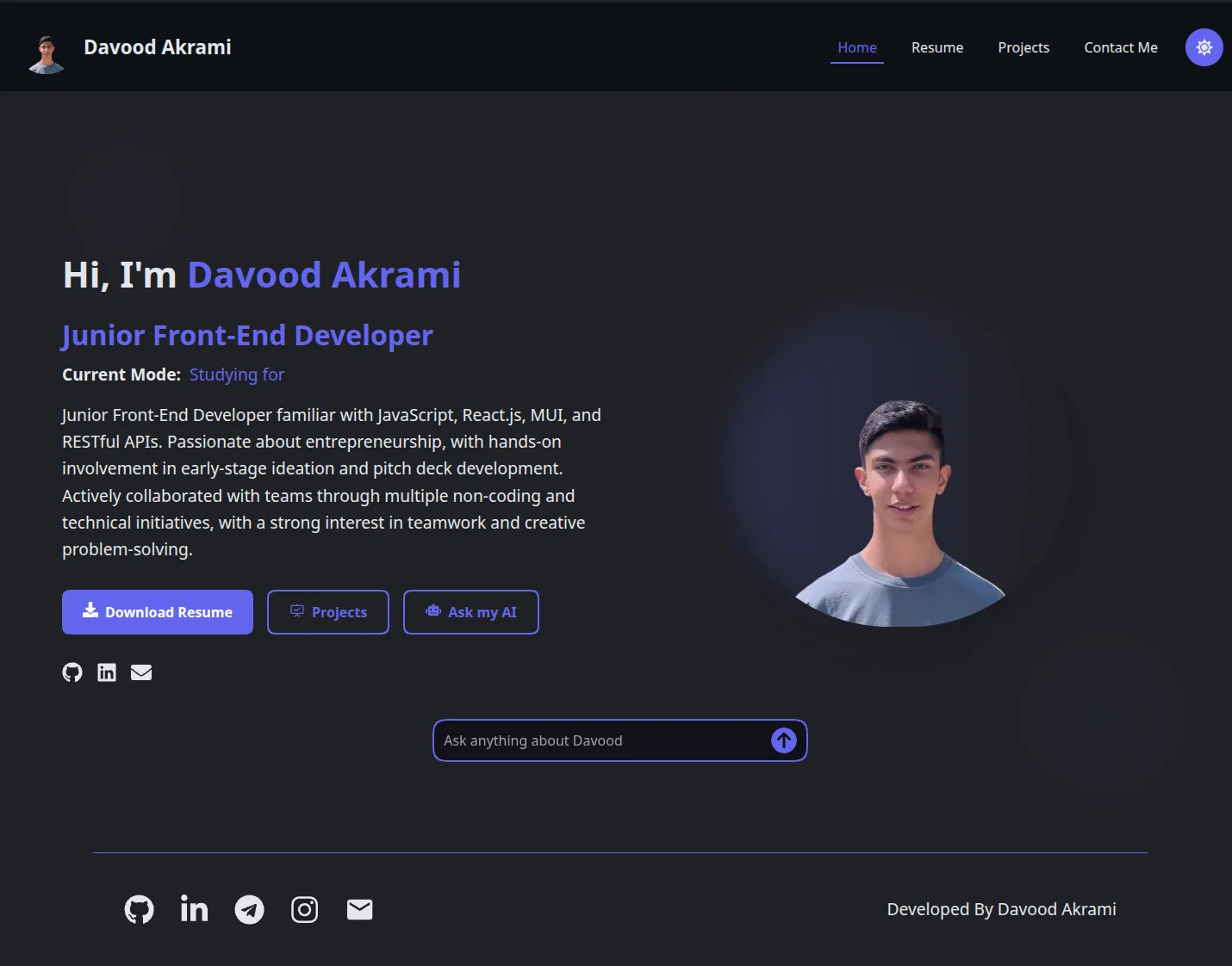 Portfolio website of Davood Akrami