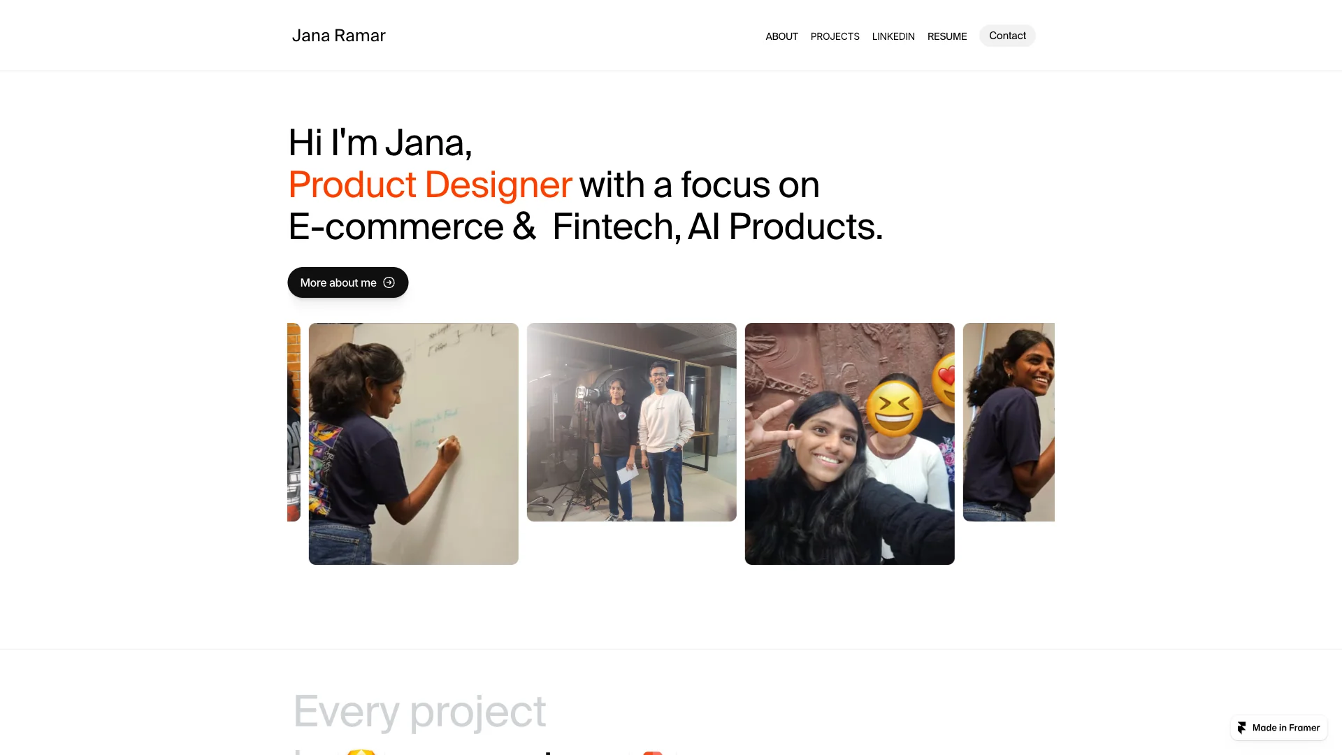 Portfolio website of Jana Ramar