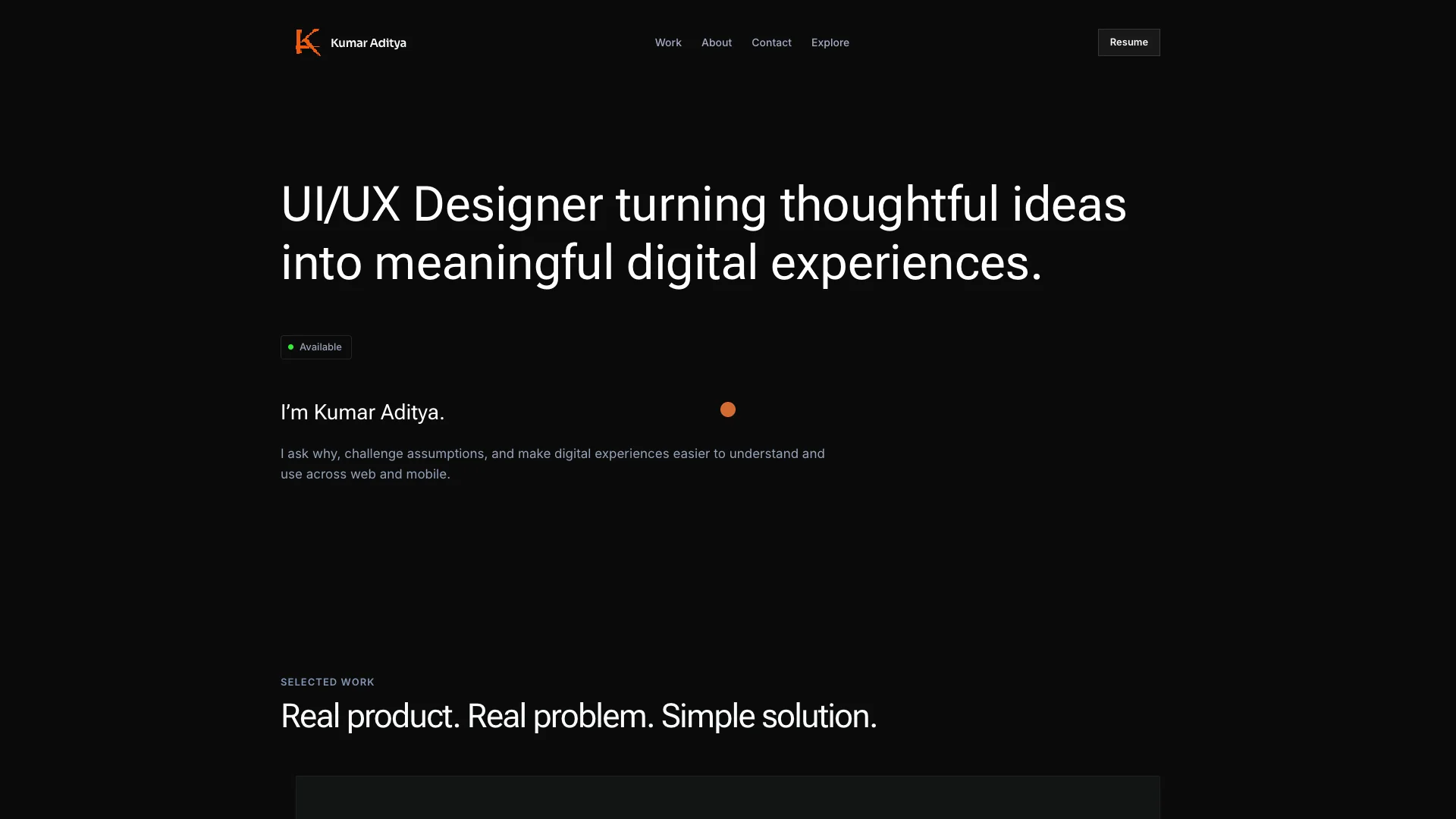 Portfolio website of Kumar Aditya