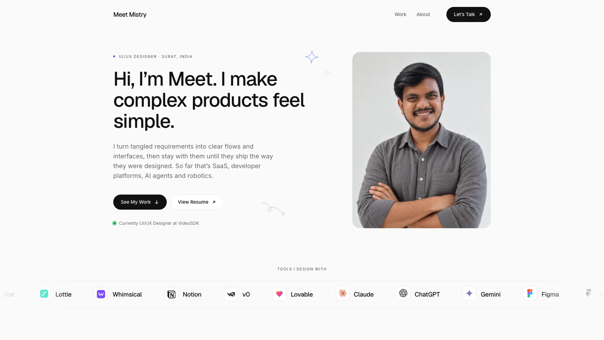 Portfolio website of Meet Mistry