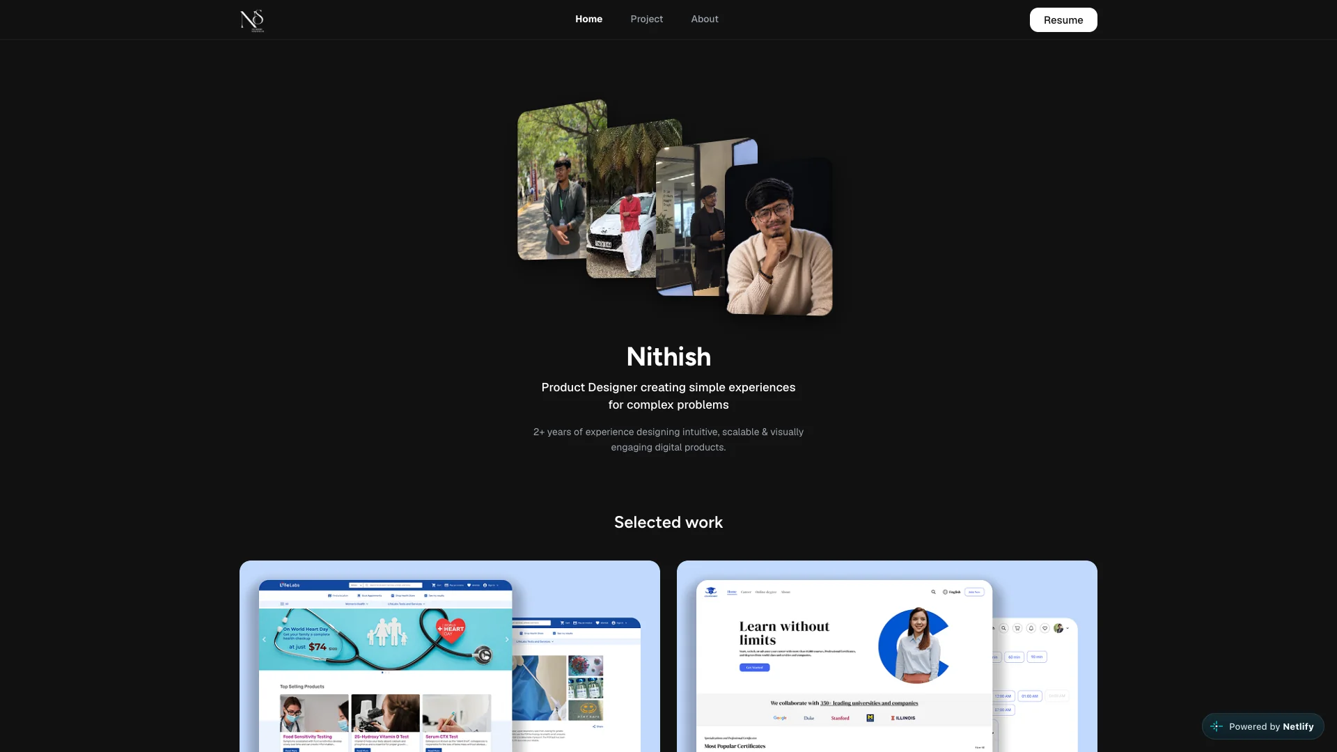 Portfolio website of Nithish. S