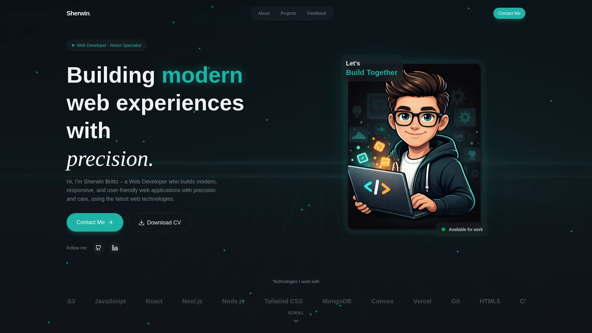 Portfolio website of Sherwin Britto
