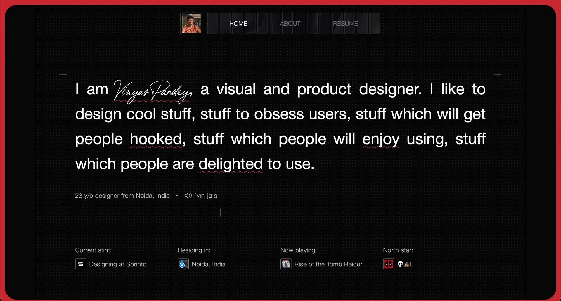 Portfolio website of Vinyas Pandey